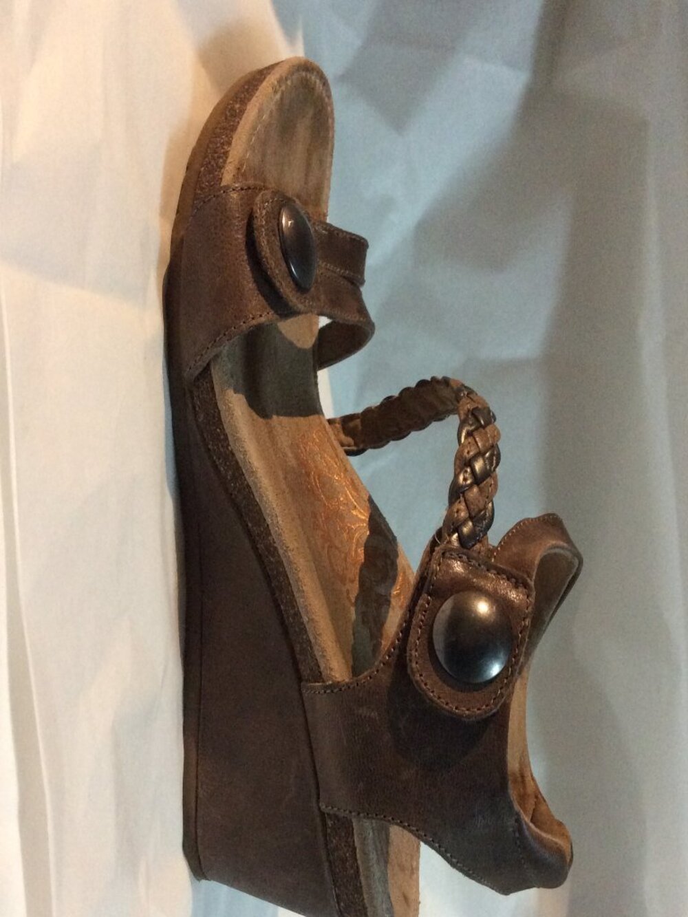 Leather Aeirex Woven Platform Wedge Strappy Sandals Size 7